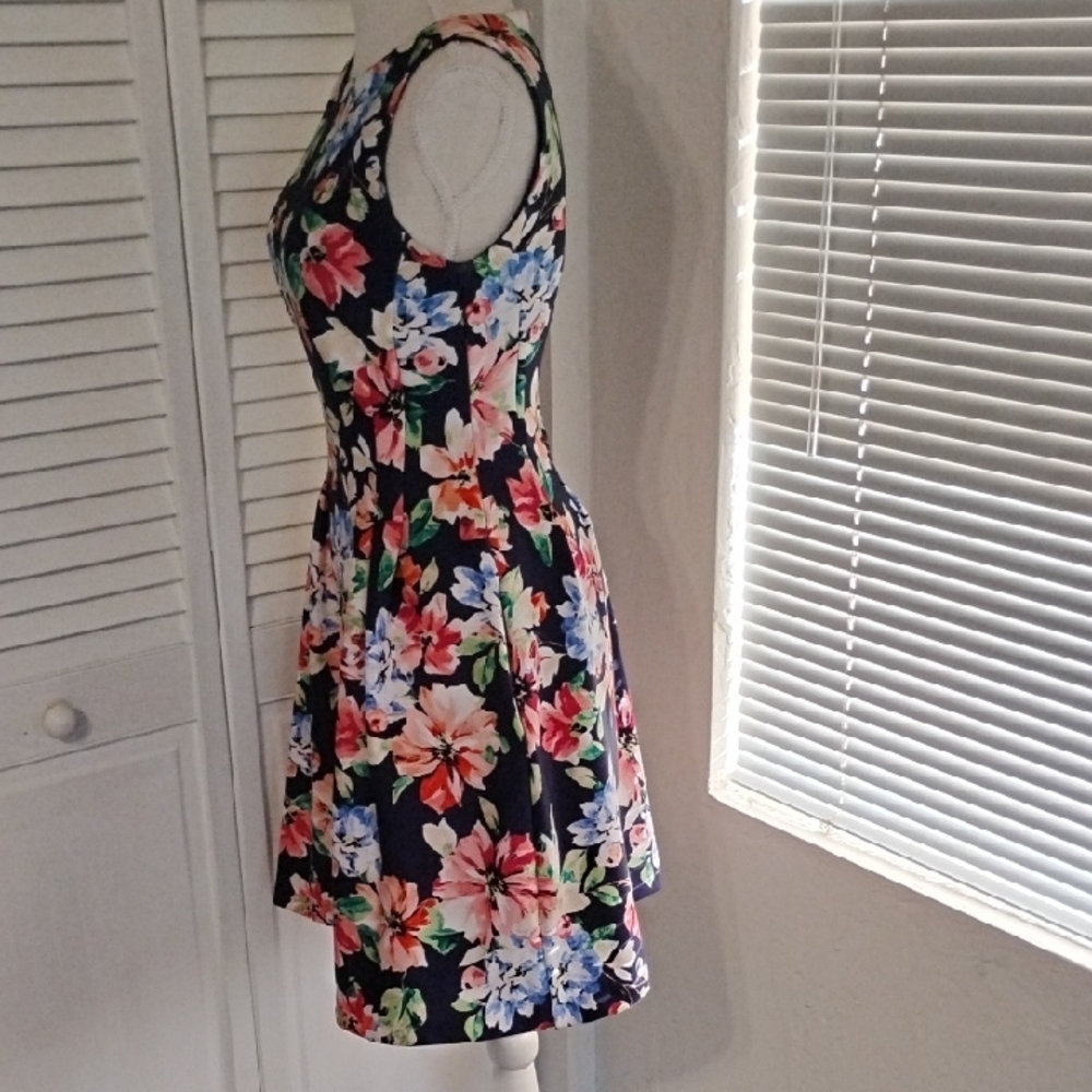 Vince Camuto Navy Floral Mini Dress - Picture 4 of 6